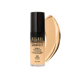 MILANI MILANI - CONCEAL + PERFECT - 2-IN-1 FOUNDATION+CONCEALER - Podkład kryjący do twarzy - 02 NATURAL MILPDTW-DOTW-01 - Podkłady do twarzy - miniaturka - grafika 1