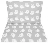 Pościel dla dzieci - POŚCIEL DO ŁÓŻECZKA NIEMOWLĘCA DZIECIĘCA POSZEWKI 135x100 - Białe sowy na szarym - miniaturka - grafika 1