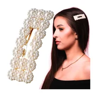 Ozdoby do włosów - Spinka do Włosów Złota Biała Wsuwka z Perłami Ślubna Lekka i Bezpieczna - miniaturka - grafika 1