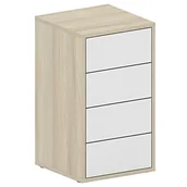 Szafki biurowe - Kontenerek biurowy z szufladami FUTURE, 4 szuflady, biały/dąb - miniaturka - grafika 1