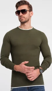 Ombre Clothing Klasyczny sweter męski Kabshiel ciemna oliwka XL - Swetry męskie - miniaturka - grafika 1