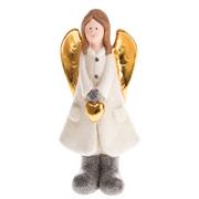Ozdoby bożonarodzeniowe - Biała ceramiczna figurka anioła Dakls, wys. 17 cm - miniaturka - grafika 1