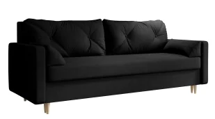 Czarna rozkładana sofa na nóżkach A3-T12 - Sofy i kanapy Czarna rozkładana sofa na nóżkach A3-T12 - Sofy i kanapy - miniaturka - grafika 1
