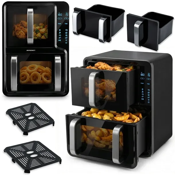 Frytkownica Beztłuszczowa Dwukomorowa Pionowa 12l Air Fryer Berdsen 2800w