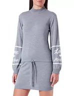 Sukienki - Love Moschino Damska sukienka turtleneck Blended Wool Dress, Melange Dark Grey, 42 - miniaturka - grafika 1