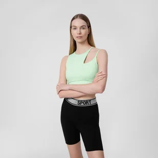 Damski crop-top asymetryczny 4F 4FSS22TTSHF408 - Koszulki sportowe damskie - miniaturka - grafika 1