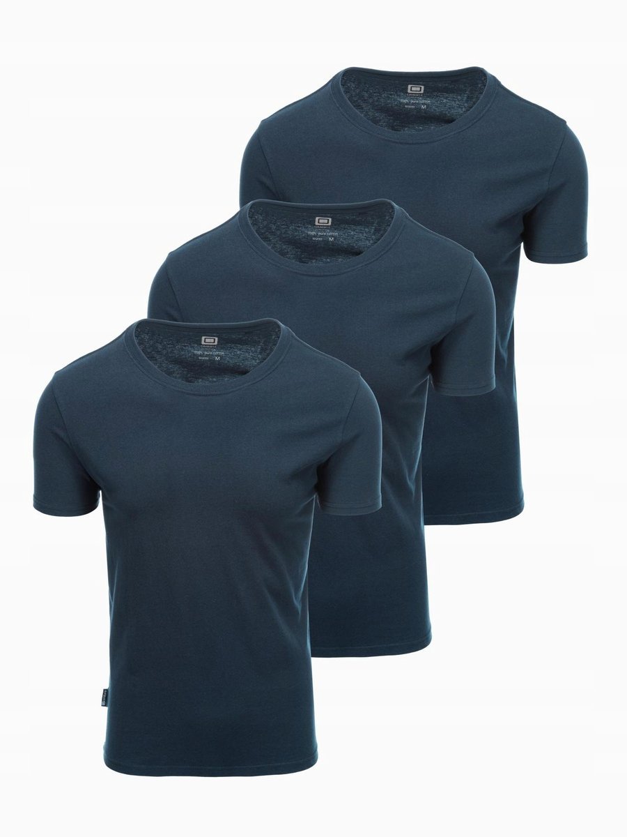 Zestaw męskich t-shirtów bawełnianych 3x granatowy OM-TSBS-0232 V10 r. XL