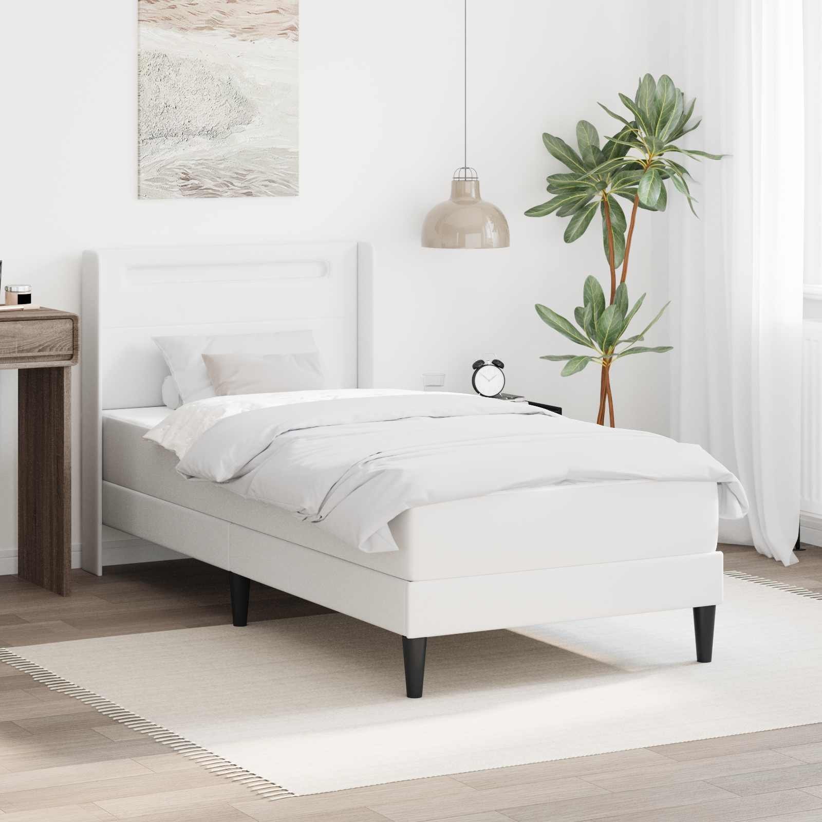 vidaXL vidaXL Rama łóżka z materacem Biały 90 x 190 cm Ekoskóra