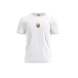 Koszulki męskie - Bona Basics, Nadruk cyfrowy, koszulka męska,%100 bawełna, biała, casualowa, męska bluzka, rozmiar: M, biały, M - grafika 1