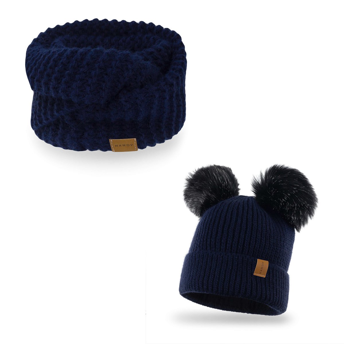 Nandy Komplet Dziecięcy Komin Czapka Z Polarem - Zest-Ck-17223-Granatowy