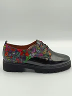 Półbuty damskie - Stylowe oxfordy damskie połączenie kwiatów i czarnego polska marka PULSO r. 38 - miniaturka - grafika 1