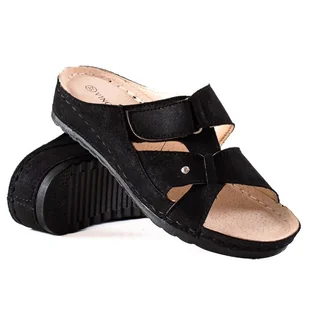 Wygodne Lekkie Klapki VINCEZA czarne - Vinceza - Klapki i japonki damskie - miniaturka - grafika 1