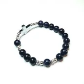 Biżuteria religijna - Bransoletki dziesiątki różańca z kamienia naturalnego niebieskiego piaskowca - miniaturka - grafika 1