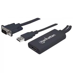 Manhattan 152426 i USB do złącza HDMI VGA konwerter Czarny 152426 - Adaptery i przejściówki - miniaturka - grafika 1