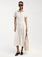 Sukienki - BIG STAR Sukienka koszulowa w kolorze kremowym - miniaturka - grafika 1