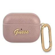Akcesoria do słuchawek - Guess GUAPSASMP AirPods Pro cover różowy/pink Saffiano Script Metal Collection - miniaturka - grafika 1