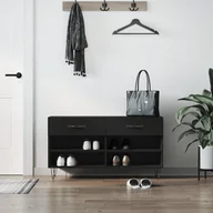 Szafki na buty - Ławka z miejscem na buty, czarna, 102x35x55 cm Lumarko! - miniaturka - grafika 1