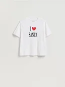 Koszulki i topy damskie - Reserved - T-shirt ze świątecznym motywem - biały - miniaturka - grafika 1