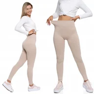 Legginsy - Legginsy Prążkowane Damskie z Wysokim Stanem Modne Sportowe Moraj S/m - miniaturka - grafika 1