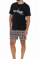 Piżamy męskie - Bawełniana piżama męska Dn-nightwear PMB.5342 czarna - miniaturka - grafika 1