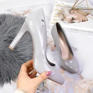 Czółenka - Szare czółenka lakierowane na słupku Sergio Leone 1457 - miniaturka - grafika 1