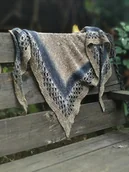 Apaszki i szaliki damskie - Z granatem / chusta z lnem i jedwabiem - miniaturka - grafika 1