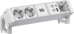 Bachmann DESK2 ALU WIT 2xCEE7/3 1xCM 1xUSB A/C 22W 0,2m GST18