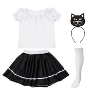 Stroje karnawałowe - ZESTAW KOTEK CZARNO-BIAŁY 98-110 5el - miniaturka - grafika 1