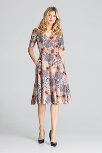 Rozkloszowana SUKIENKA z bocznymi kieszeniami | Wzór 108 XL - Sukienki - miniaturka - grafika 1