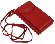 Portfele - Damski Pionowy Portfel Na Pasku Jennifer Jones z Funkcją Torebki 1125-1 Portfelo-Torebka CZERWONY 19 x 12 x 6 [cm] - miniaturka - grafika 1