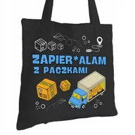 Torby i wózki na zakupy - Torba Bawełniana dla Kuriera Czarna Na Prezent ekologiczna Trwały Nadruk - miniaturka - grafika 1