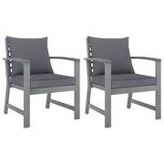 Fotele i krzesła ogrodowe - vidaXL Krzesła ogrodowe, 2 szt., ciemnoszare poduszki, drewno akacjowe - miniaturka - grafika 1