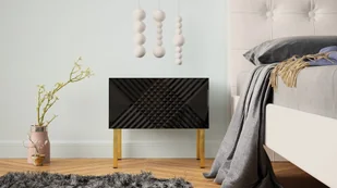 MEGSTYL SZAFKA NOCNA 50CM Z 1 SZUFLADĄ NA ZŁOTYCH NÓŻKACH - EXITO 4 Czarny mat - Czarny połysk - Szafki nocne - miniaturka - grafika 1