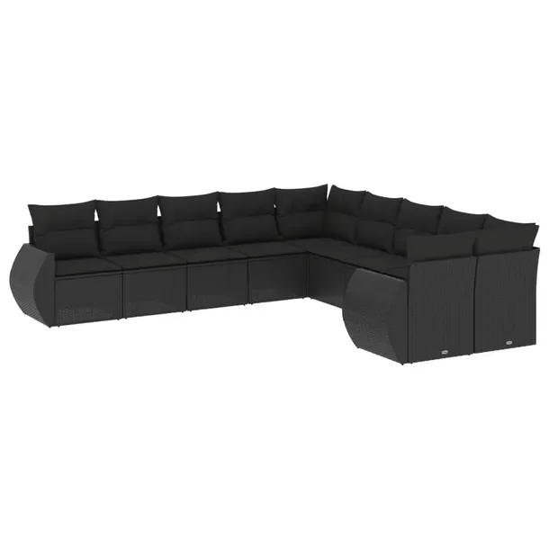 Modułowy zestaw mebli ogrodowych z poduszkami, czarny, rattan PE, 62x62x69
