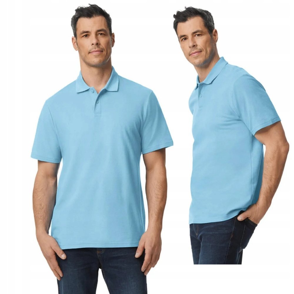 Koszulka POLO Polówka Męska BAWEŁNA Double Pique Gildan 64800 BŁĘKITNA 4XL