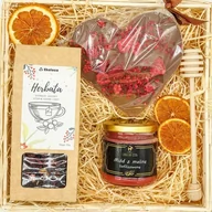 Zestawy upominkowe - Ekoloco, kosz prezentowy Serce czekoladowe z miodem - miniaturka - grafika 1