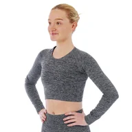 Koszulki sportowe damskie - Damska koszulka sportowa z długim rękawem Xtreme Sportswear Crop Antracyt melanż - miniaturka - grafika 1