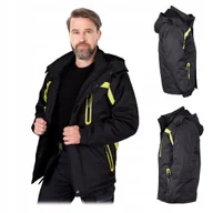 Odzież robocza - Kurtka robocza ocieplana zimowa ciepła odblaski z kapturem czarna r. 5XL - miniaturka - grafika 1