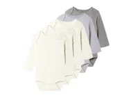 Body dla niemowląt - Lupilu Body niemowlęce z biobawełny 5 sztuk Biały/szary 62/68 - miniaturka - grafika 1