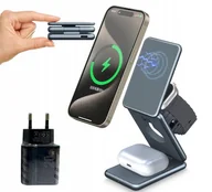 Ładowarki do telefonów - Ładowarka 3W1 Indukcyjna Magnetyczna (E325) - miniaturka - grafika 1