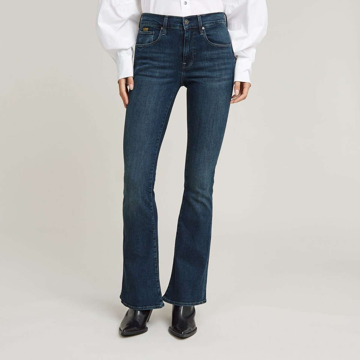 jeansy damskie g-star d21290-d987 h281 - 3301 flare worn in icy niebieski