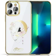 Etui i futerały do telefonów - Kingxbar Moon Series luksusowe etui z Kryształami Swarovskiego na iPhone 13 Pro złoty (Butterfly) - miniaturka - grafika 1