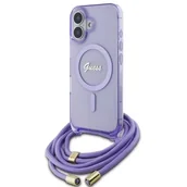 Etui i futerały do telefonów - Guess GUHMP16SHCTSGNSU iPhone 16 6.1"     fioletowy/purple hardcase Crossbody Cord Script MagSafe - miniaturka - grafika 1