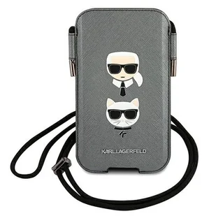 Karl Lagerfeld Torebka KLHCP12LOPHKCG 6,7" szary/grey hardcase Saffiano Ikonik Karl&Choupette Head KF000940-0 - Etui i futerały do telefonów - miniaturka - grafika 1
