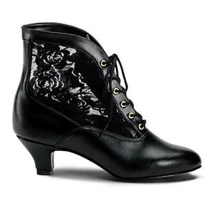DAME-05 Funtasma Victorian damskie botki za kostkę czarny koronkowy skórzany wygląd - Botki damskie - miniaturka - grafika 1