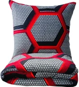 Pościel - KOMPLET POŚCIELI PLUSZ 200x220 POLAROWA GRUBA MIŚ GEOMETRIA - miniaturka - grafika 1