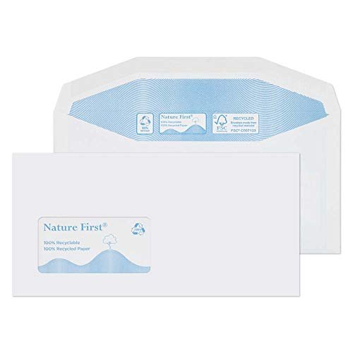 Blake Environmental 114 X 229 Mm 90 gsm Portfel Wysyłkowy Gumowane Okienko Rn0015 Biały Pakiet 500