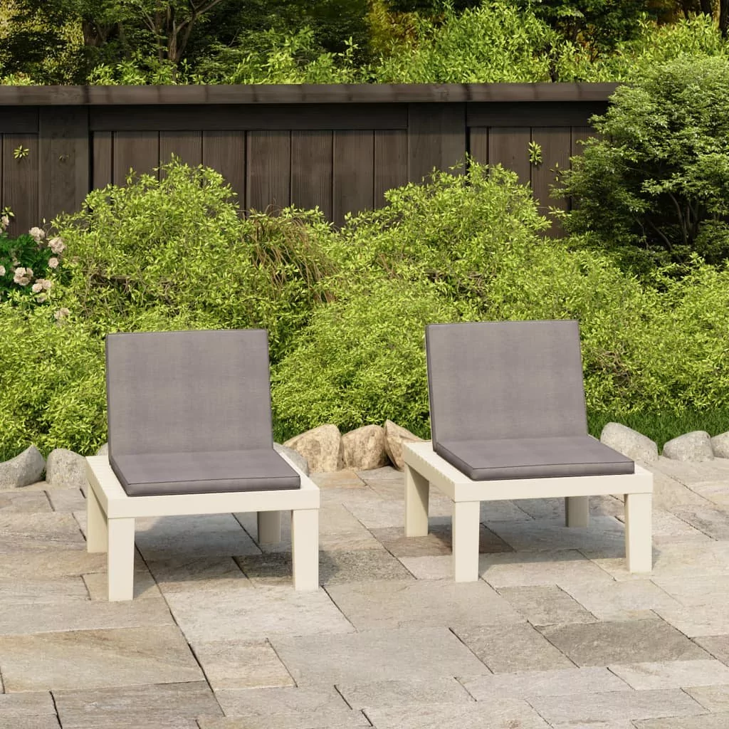 vidaXL Lumarko Krzesła ogrodowe z poduszkami, 2 szt., plastik, białe! 3059823
