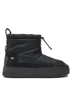 Śniegowce damskie - Tommy Hilfiger Śniegowce Flag Nylon Mini Snowboot FW0FW08334 Czarny - miniaturka - grafika 1