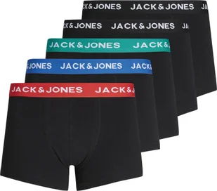 JACK&JONES bokserki męskie, 5-pak - JACHUEY TRUNKS, bawełna stretch czerwony/niebieski/petrol/czarny XL - Majtki męskie - miniaturka - grafika 1